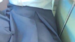schoolgirl pussy play on a bus