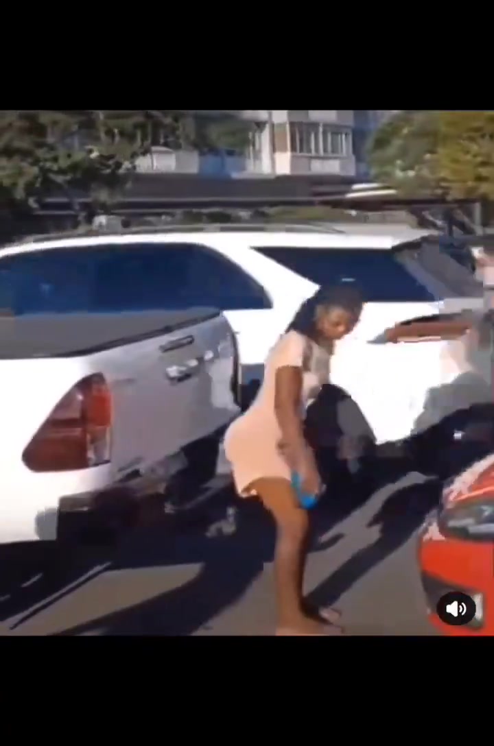 Horny bitch fucks a car